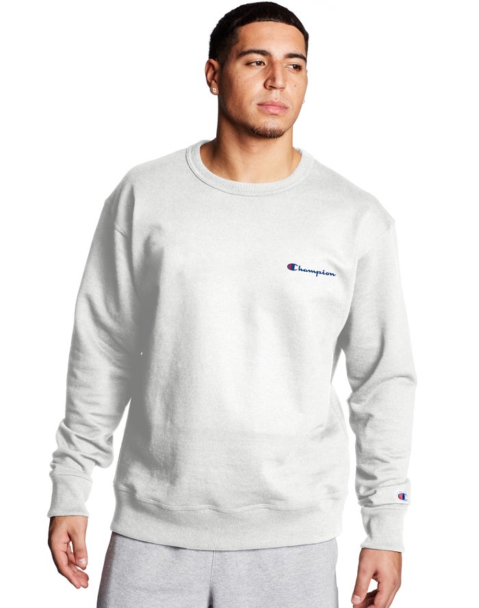 Sudadera Champion Hombre - Powerblend Fleece Crew Script Logo ( Blancas ) 1952368-ZV